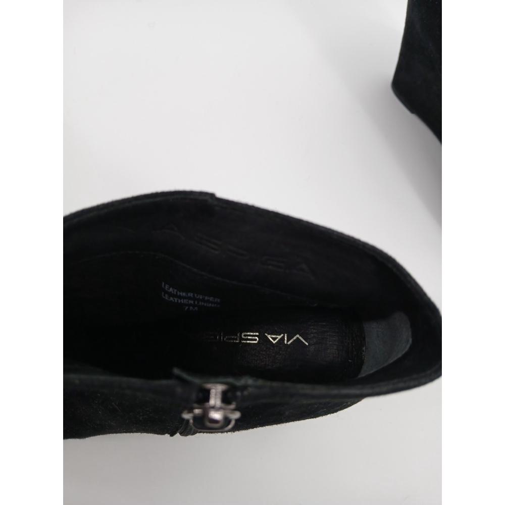 Via Spiga Black Suede Ankle Wedge Boots Size 7 Booties - Picture 10 of 16